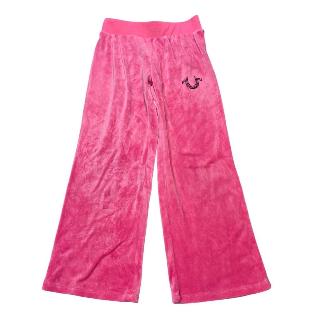 True Religion Pink Velour Lounge Pants Girl's Size L 6X Studded Logo
Stretch